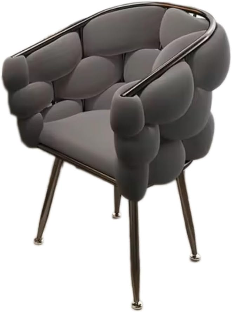 Bubble Chair Modern Lounge Sofa Barrel-Shaped Backrest Velvet Fabric Vanity Chair for Living Room or Bedroom, Makeup, Office, Fining Room (White Gold)