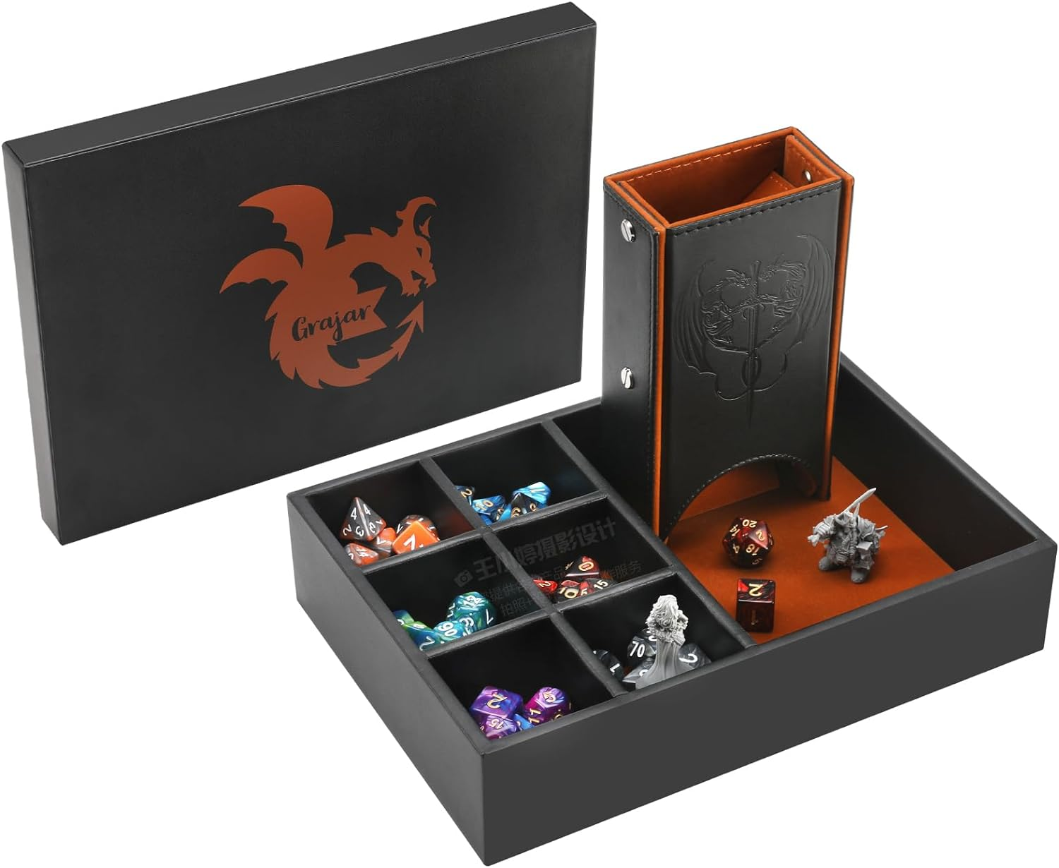 DND Dice Tray and Dice Tower with Storage, 3 in 1 Dice Rolling Tray with Lid, Portable Dice Box Storage, DND Dice Holder for Dungeons and Dragons D&D RPG MTG Table Games - Brown