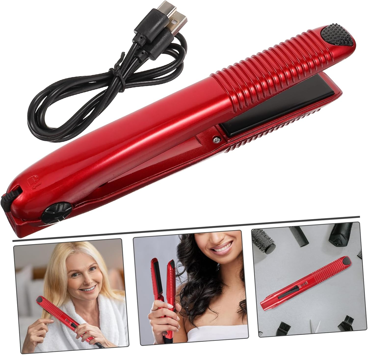 TOVINANNA Travel Electric Clamp Hair Straightener Wireless Curler Cordless Rechargeable Hair Styling Tool for Types image number 2