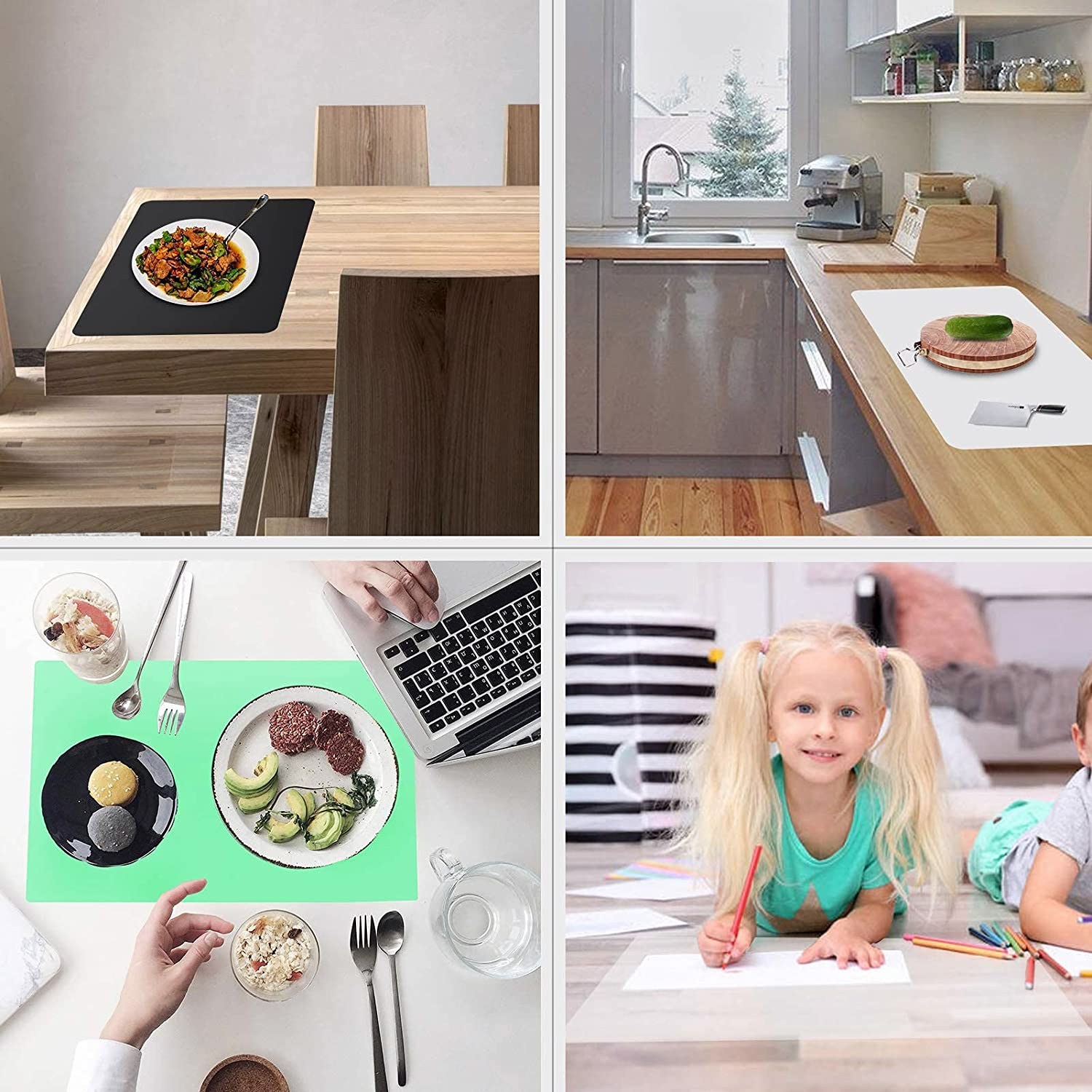 Pinrui Large Silicone Mat 60 X 40Cm of 1, Non-Slip Kitchen Bench Top Protector for Air Fryer, Microwave, Table, Easy to Clean (Clear) - 2, Black image number 7