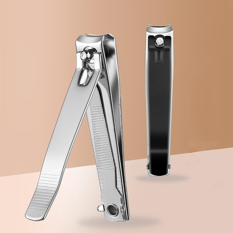 Ucheom Large Nail Clippers 2-Pack, Sharp Stainless Steel Fingernail & Toenail Trimmers with Nail File, Manicure Kit Fingernail Tools for Men & Women, Black and Silver Color image number 2
