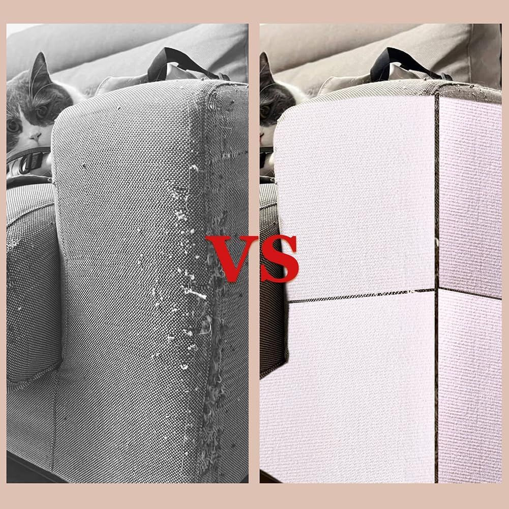 HOBBIESAY 1Roll Floral White Cat Scratch Mat 15.75&times;78.74&times;0.12" Cats Claws Scratchs Pads Trimmable Cat DIY Climbing Cats Scratch Mat Couch Protector from Pet Claws for Furniture Couch or Wall Protector image number 4