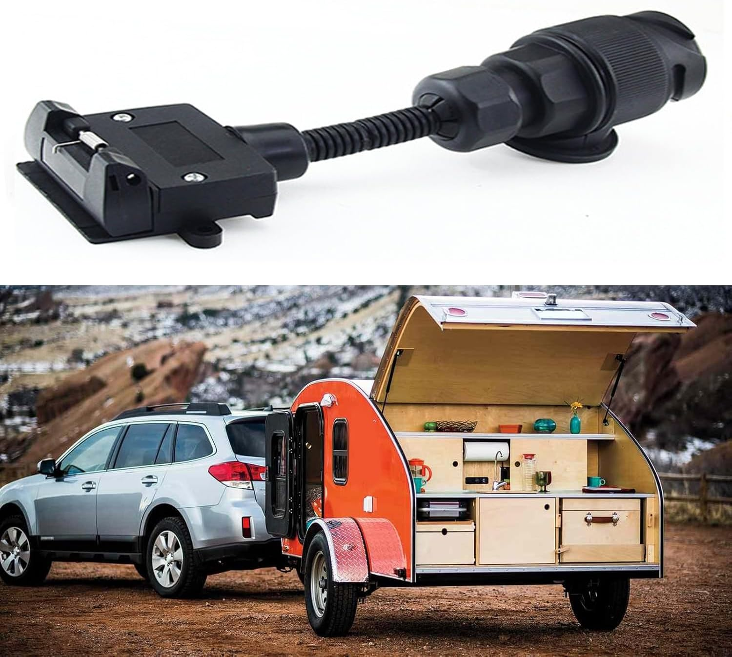 Walquicks Adaptor 13 Pin to 7 Pin Socket Socket Professional Male Female Adaptor Portable Universal Extension Spiral Cable Trailer Caravan Connector Plug Adaptor Connector, for Trailer Caravan Bike image number 3