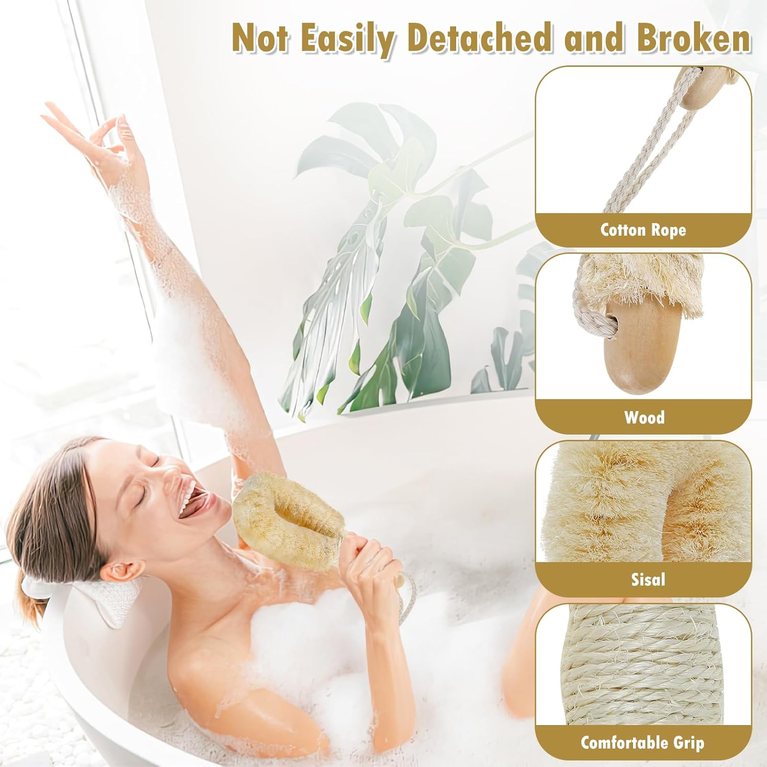 Dry Skin Brushes, 9.65Inch Hang Natural Fibers Sisal Body Brush, for Skin Exfoliates Skin, Ergonomic Exfoliating Body Brushes for Bath Shower, Stimulate Blood Circulation image number 6