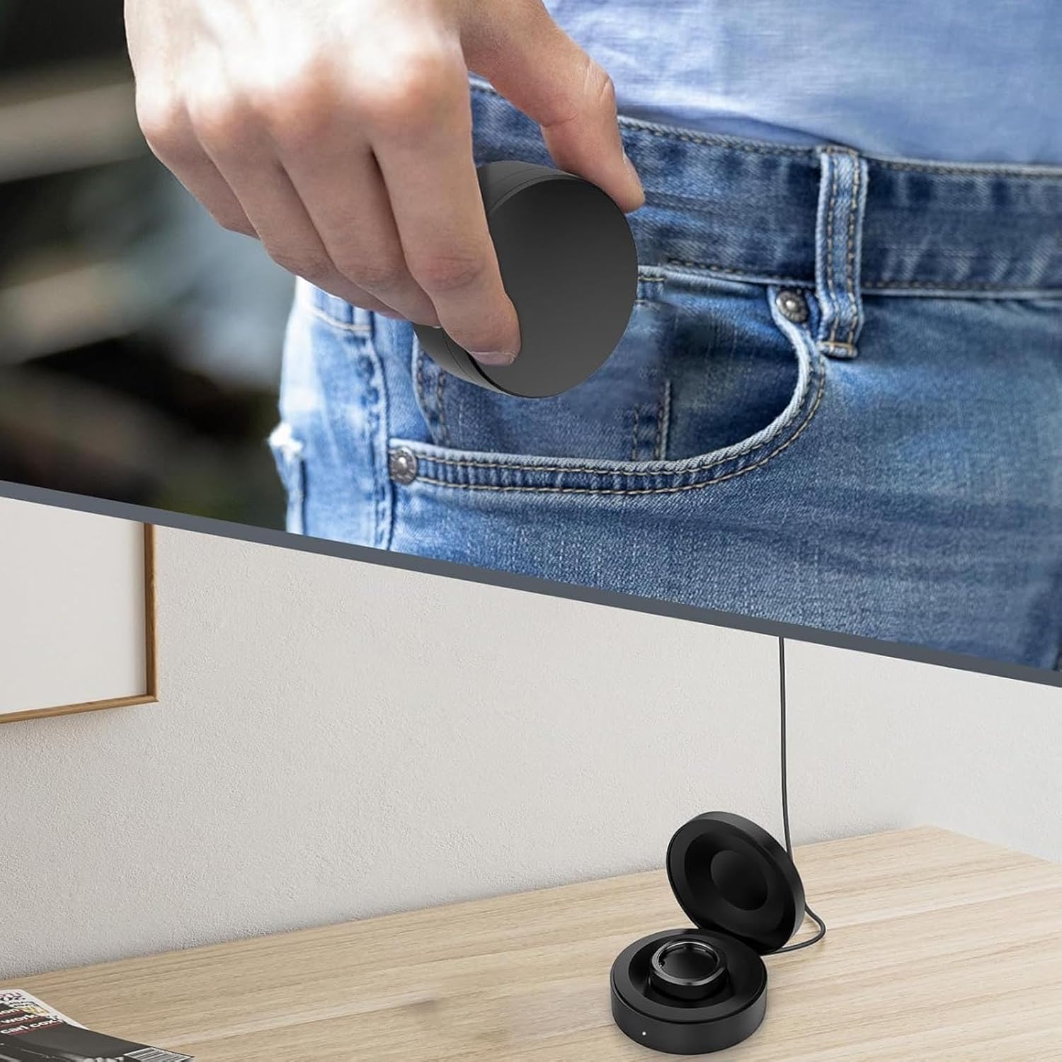 Smart Ring Charging Case for Ringconn Gen1/2/2 Air, Magnetic Fast Charging Dock with USB C Cable & Indicators, 590Mah Charge Compartment, Black (Size 10-11#) image number 6