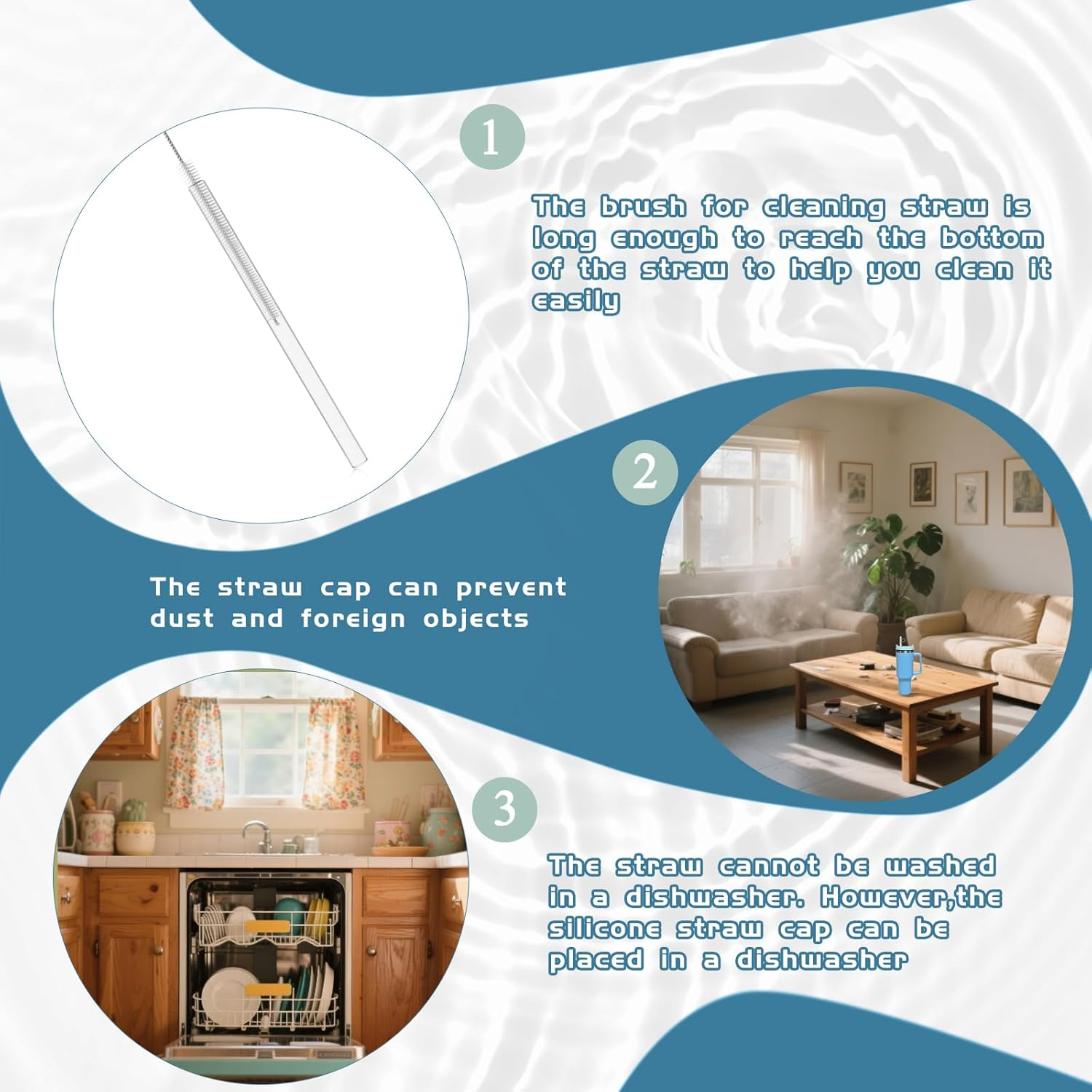 13Pcs Stanley Cup Compatible Straw Set, 6 Reusable Plastic Straws, 6 Silicone Morandi Straw Covers, 1 Cleaning Brush, Stanley Cup Accessories, for 40 Oz/30 Oz Tumblers image number 3