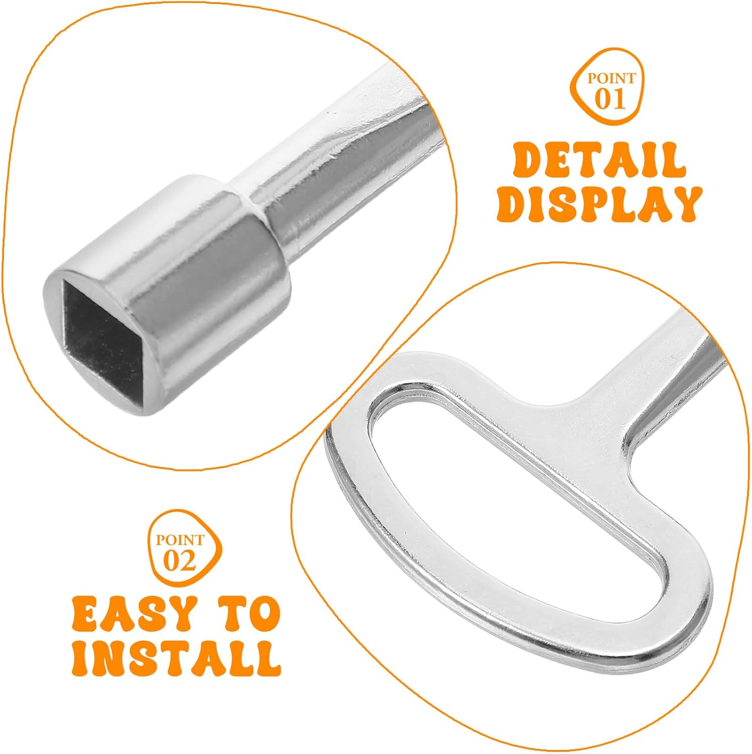 7-Inch Zinc Alloy Gas Valve Key for 1/4 and 5/16 Valves Multi-Purpose Socket Spanner and Radiator Utility Key for Meter Boxes and Air image number 5