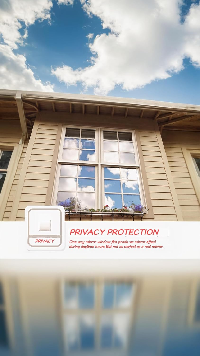 Honwor One Way Window Film - Silver, 23.6X39.4 Inches | Daytime Privacy, UV Blocking, Static Cling, Reflective Window Tint for Home and Office