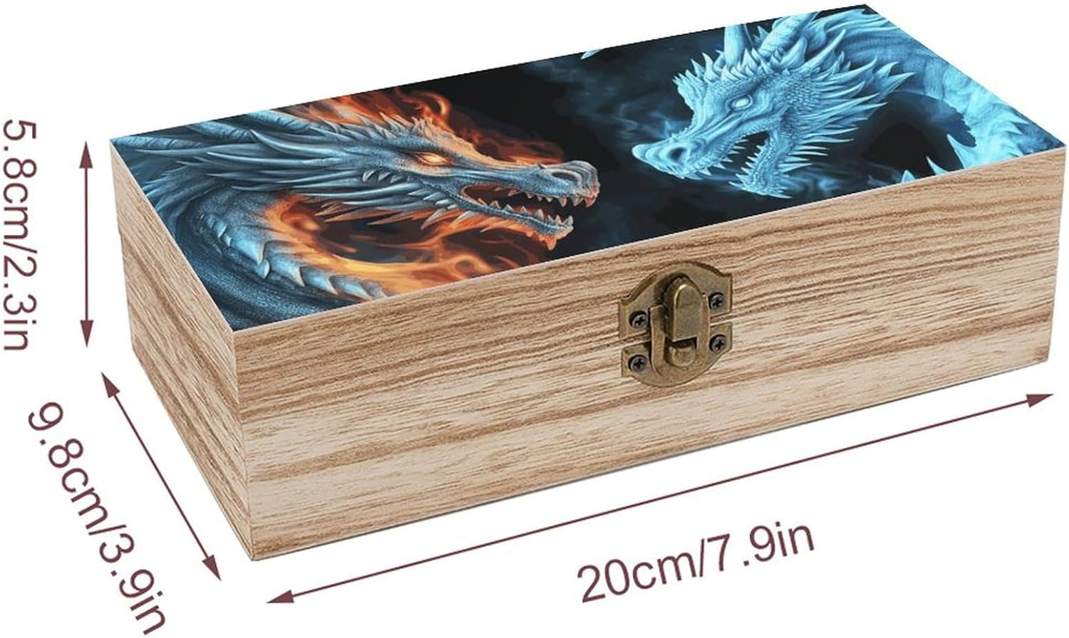 Ice and Fire Dragons Wooden Box Wood Wedding Keepsake Boxes with Lids Small Decorative Boxes Lightweight Wooden Memory Storage Box for Crafts Keepsakes Jewelry Photo Letter Storage image number 5