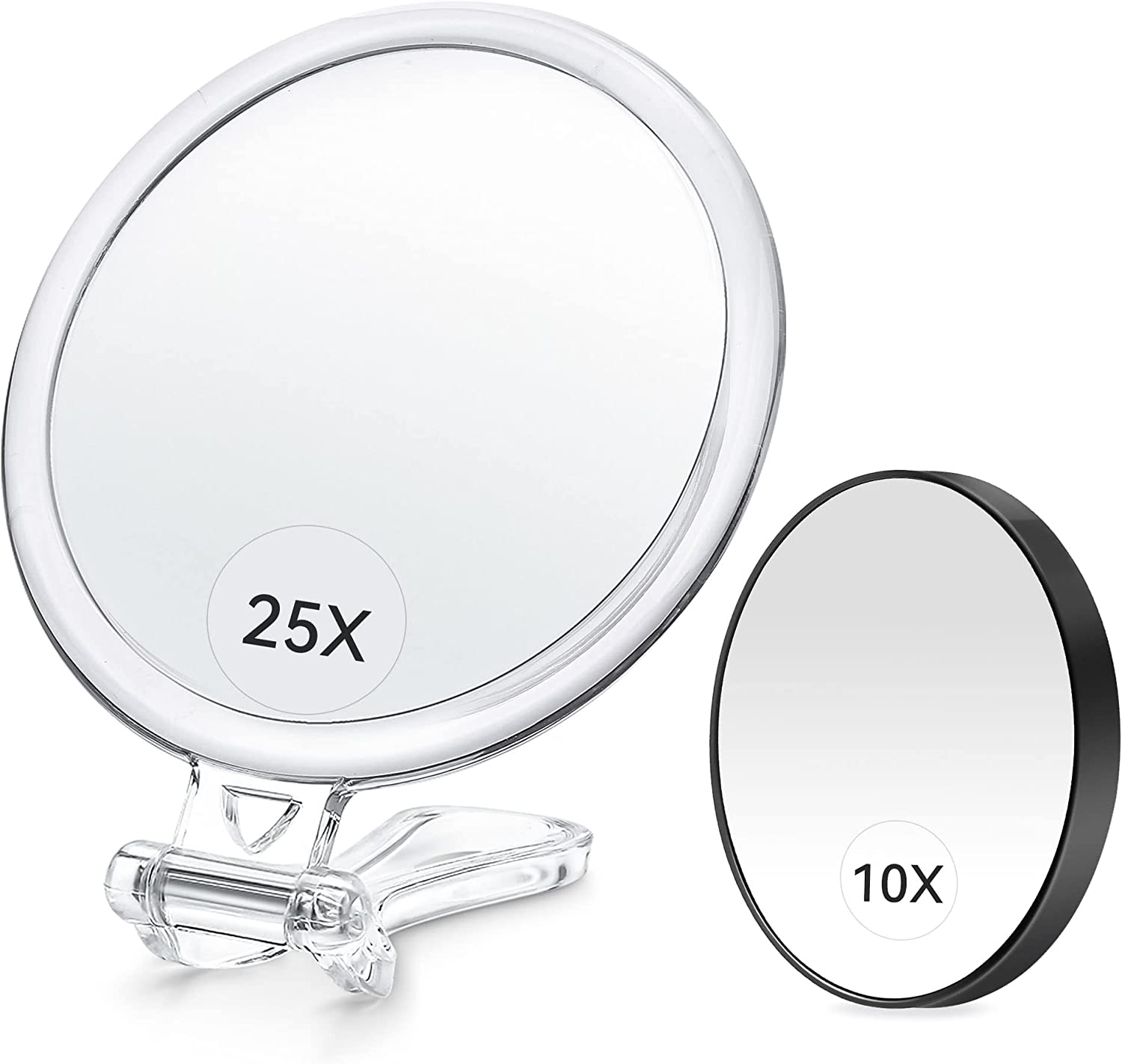 MIYADIVA Hand Mirror 25X Magnifying Mirror with Handle,Magnifying Makeup Mirror with Double Side 25X/1X Travel Makeup Mirror and 10X Magnifying Mirror Suction Cup for Eye Makeup image number 2