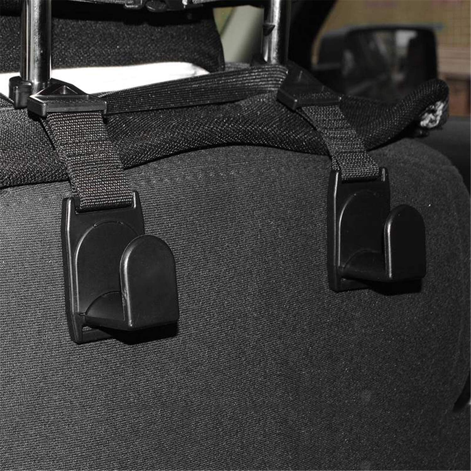 Car Seat Headrest Hooks, 4 Packs Car Universal Storage Organizer Headrest Hanger Holder Hooks for Coats Umbrellas Grocery Bags Handbag image number 5