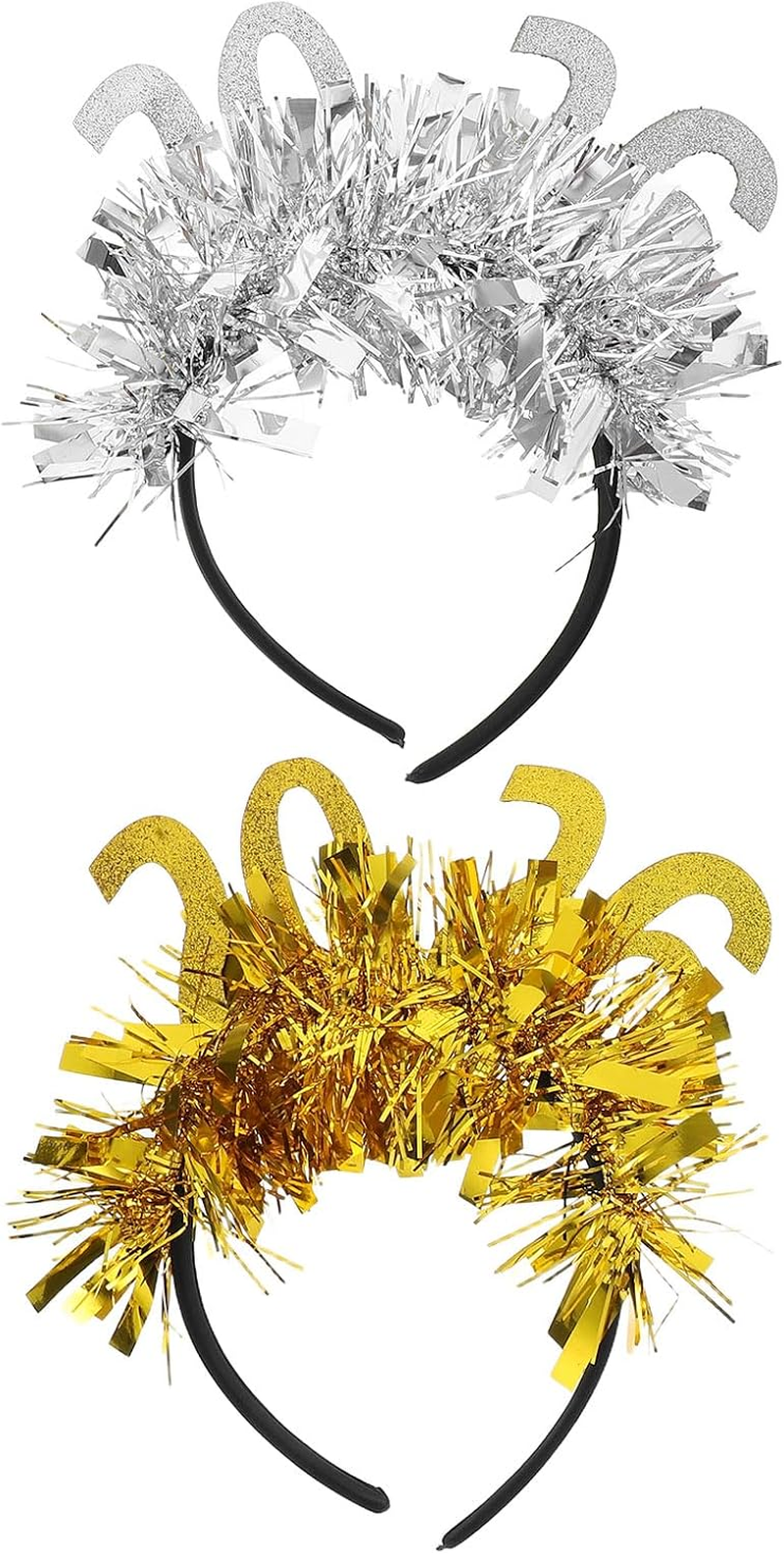 LOGOFUN 2PCS New Year Eve Headband 2026 Tassal Head Boppers for Graduation Festival Party Favors and Hair Accessories - Golden & Silver image number 4