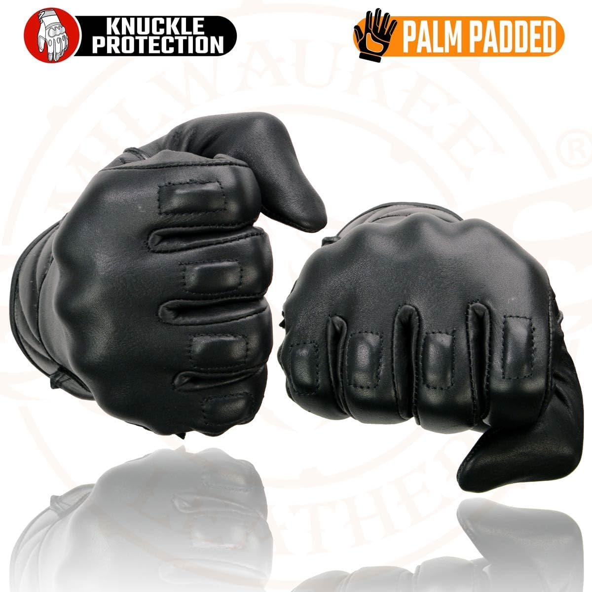 Milwaukee Leather MG7521 Men'S Leather Gloves with Gel Palm and Knuckle Protectors - Small image number 2