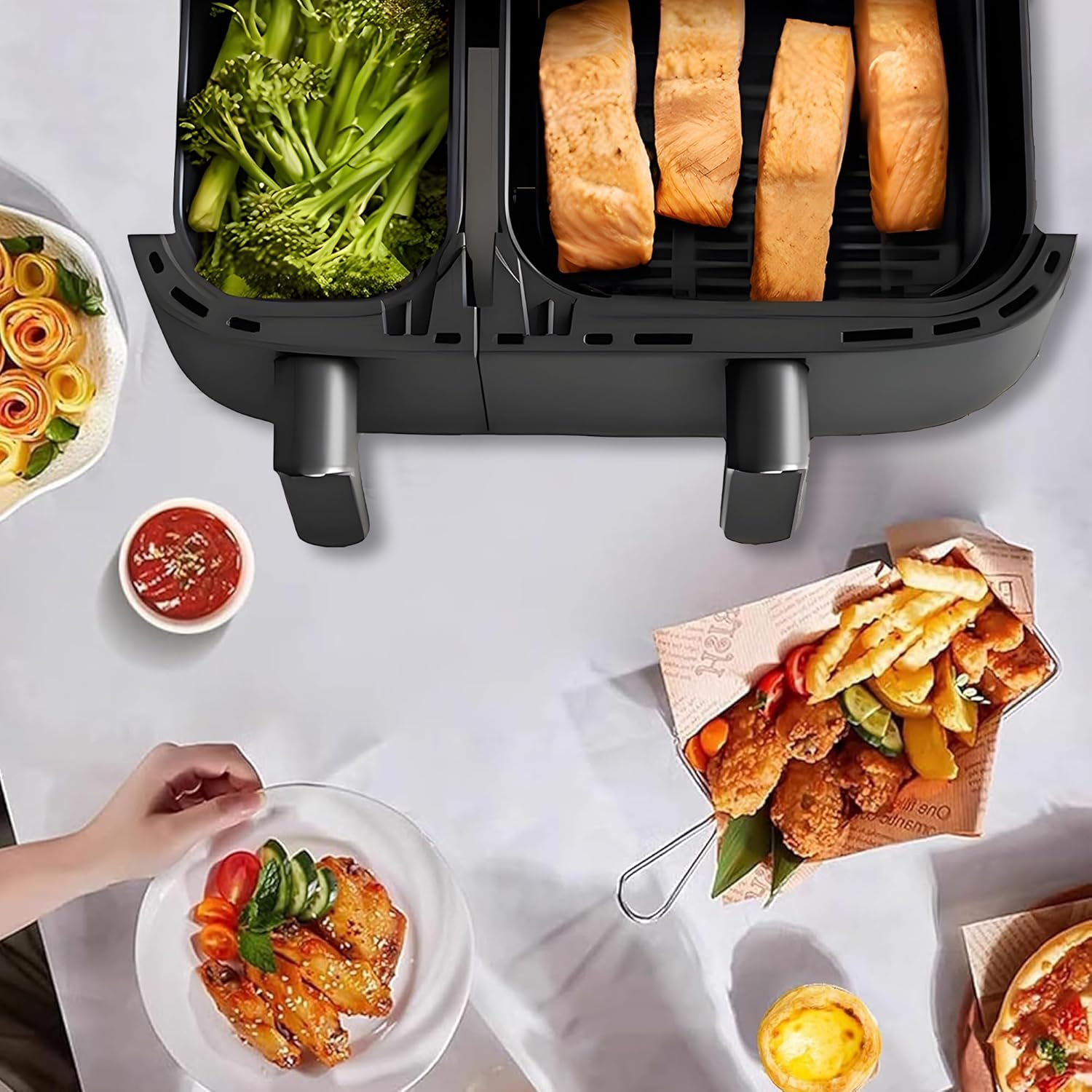 Hot Air Fryer Accessories for Philips Dual Basket Airfryer 3000 Series, Silicone Mould Airfryer Accessories, Hot Air Fryer for Phillips Airfryer 3000 Dual Basket Accessories, 6L/3L image number 5