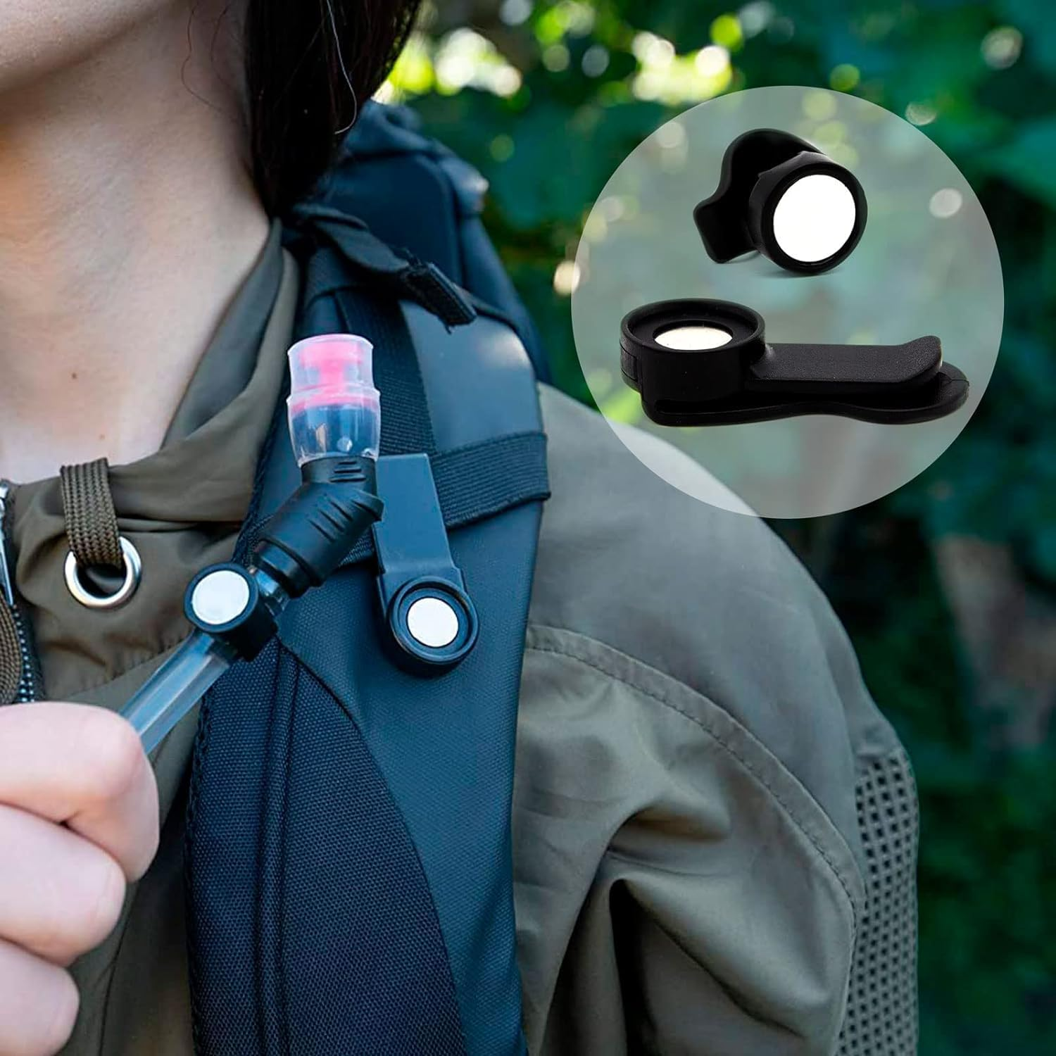 Bladder Clip, Water Tube Clip,Hydration Hose Magnetic Clip,Military Backpack Clip,Tactical Backpack Accessories Source Hydration Pack Water Bladder Holding Drinking Valve Tube in Place image number 6