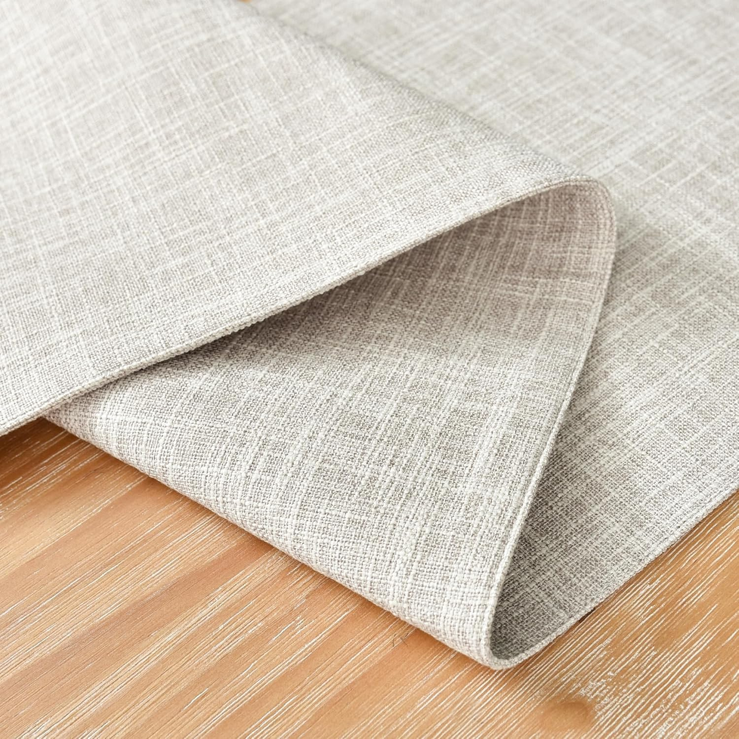 Reversible Double Layer Table Runner Faux Linen Fabric Beige Table Runners Elegant Rustic Farmhouse Runners for Kitchen Dining Coffee Table 13X48 Inch (33X122 Cm) image number 7