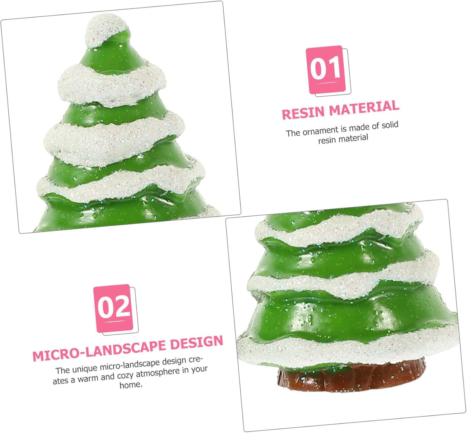 12Pcs Mini Christmas Tree Decor Santa Claus Snowman Ornament Festive Xmas Tree Decor Solid Resin Home image number 4