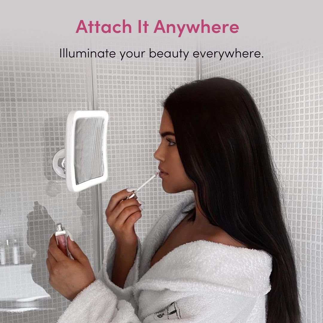 Fancii Rechargeable 10X Magnifying Mirror with 3 LED Light Settings, Dimmable Touch Light, Cordless, Locking Suction Mount, Lighted Mirror for Bathroom or Travel (Mira 2) image number 1