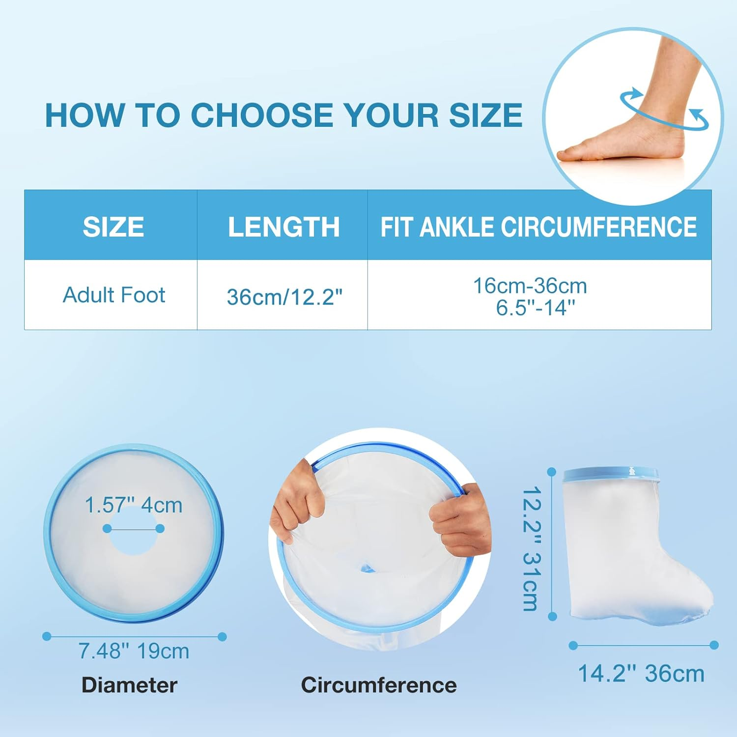 Waterproof Foot Cover for Shower Adult, Foot Cast Covers image number 5