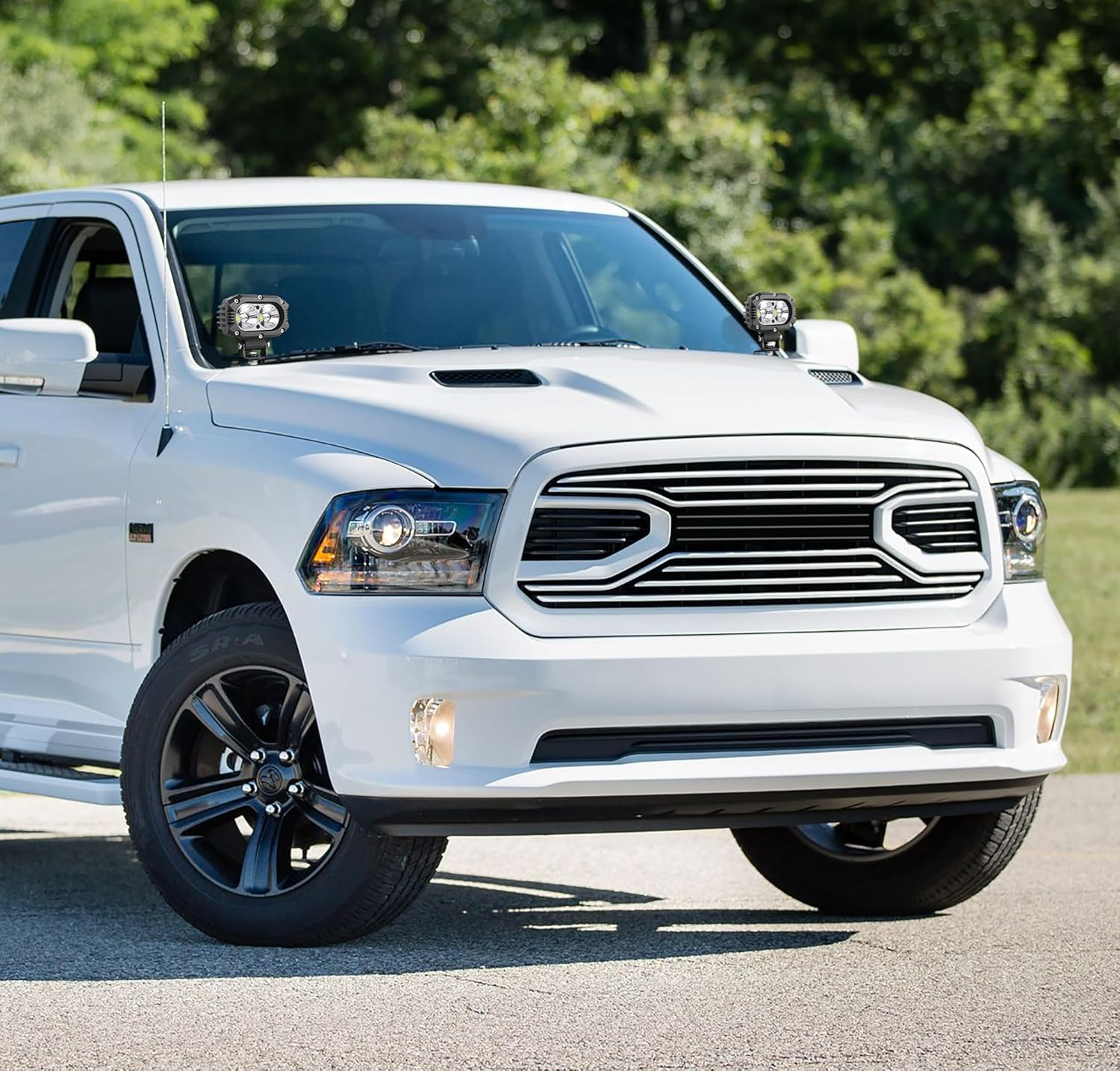 Ditch Light Brackets Hood Hinges Mount Bracket for Auxiliary Offroad LED Pod Work Lighting Compatible with 2009-2018 Dodge RAM 1500, 2019-2024 RAM1500 Classic, 2010-2018 RAM 2500 3500 (Black) image number 5