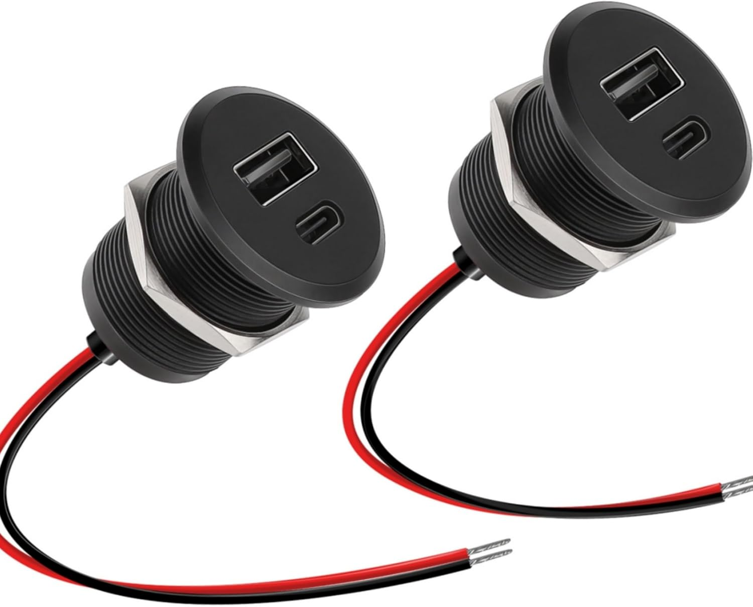 Camperxlite Full Aluminium USB C Socket 12 VDC for Motorhome, 24 W QC 3.0 Et 24 W PD 3.0 Car Quick Charger with All Ios/Android Devices, for Caravan, Trailer, Van, Truck, Car