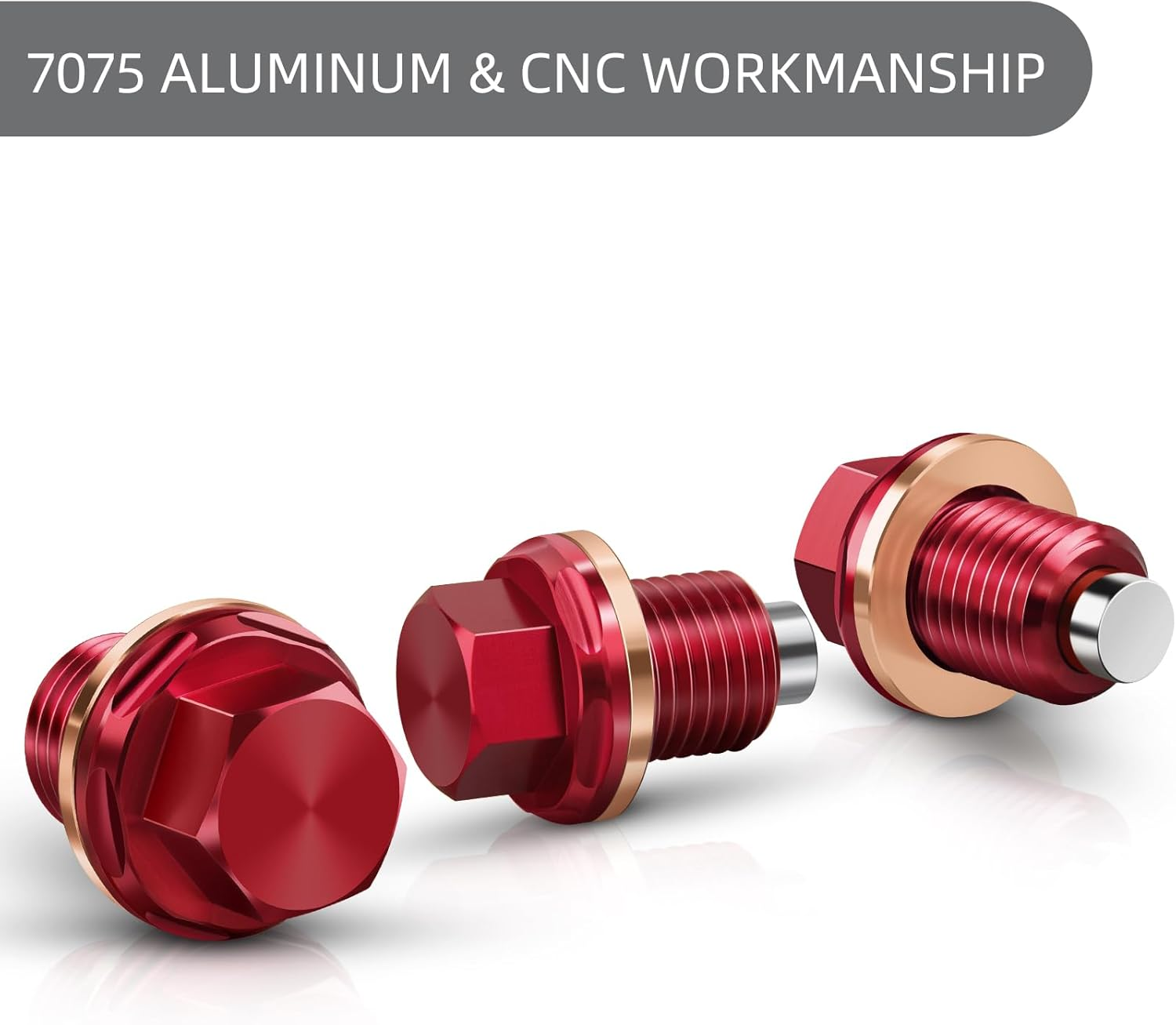 M14 X1.5 Magnetic Oil Drain Plug 7075 Aluminum CNC Craft with Crush Washer Gaskets Replacement for Ford GM Hyundai KIA and More Select Models image number 5