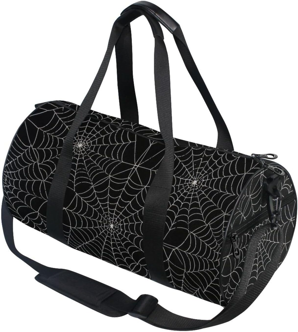 Gothic Black Halloween Spider Web Large Duffle Bag Overnight Bag Airplane Traveling Foldable image number 5