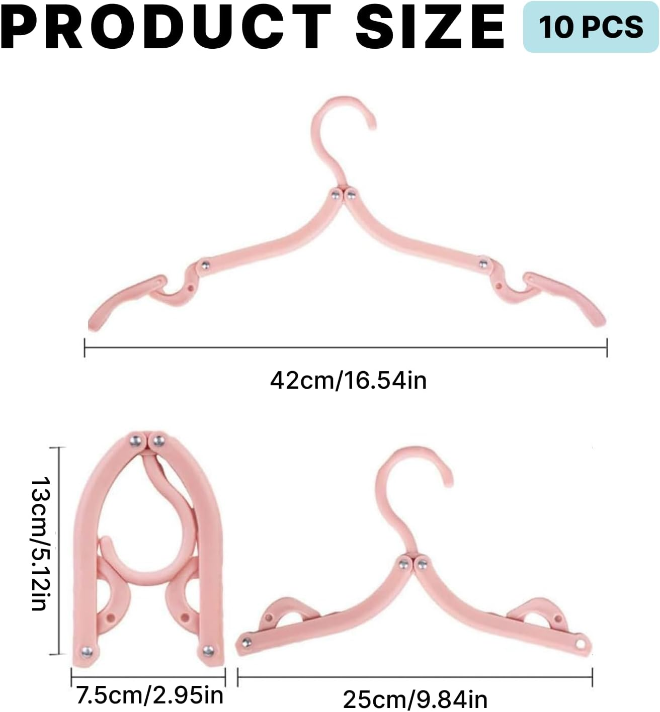 10PCS Portable Folding Clothes Hangers, Foldable Clothes Drying Rack for Travel, Lightweight and Compact Design, Perfect for Baby and Adult Clothes, for Camping, Hiking, and Home Use image number 1