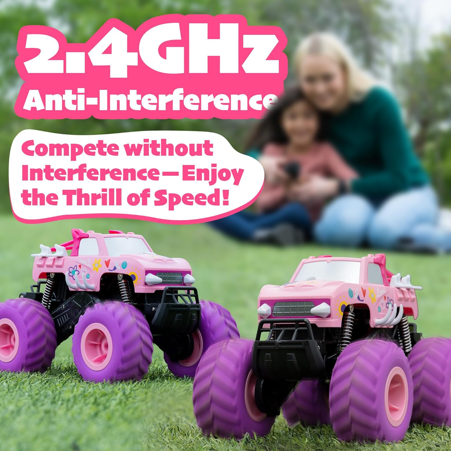 Threeking 1:16 Waterproof Monster Truck Pickup Toys RC Cars Amphibious Remote Control Car Truck 4WD All Terrain Off-Road Toy for 4 5 6 7 8 9 10 11 12 Year Old Boys Girls Toys Gifts Presents Pink image number 6