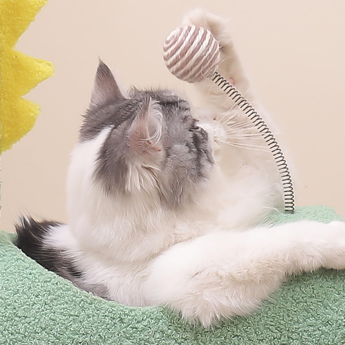 AIMALL Cat Climbing Frame with Sisal Scratch Column, Duck and Dinosaur Shapes, 25.6" Height, Sturdy and Wear-Resistant Jumping Platform for Indoor Cats image number 2