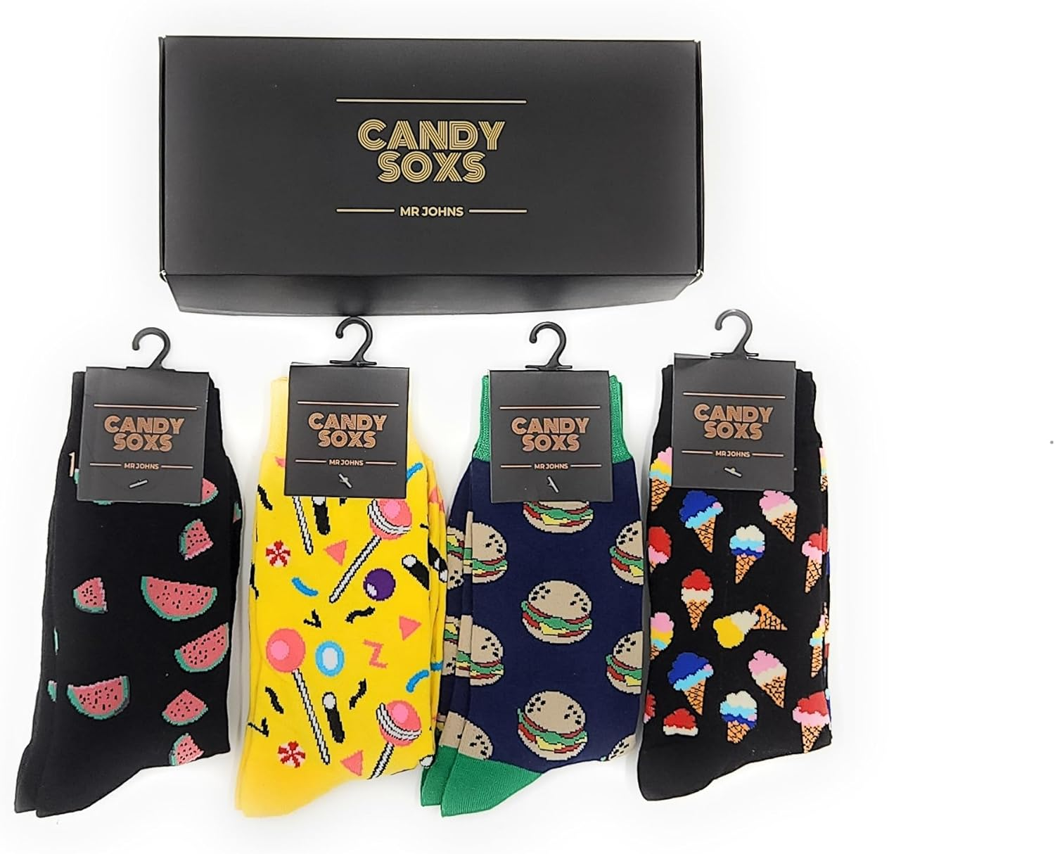 CANDY SOXS Gift Box Sets - 4 Pairs Universal Size Meduuim to Large Socks for Men Women Teenagers image number 1