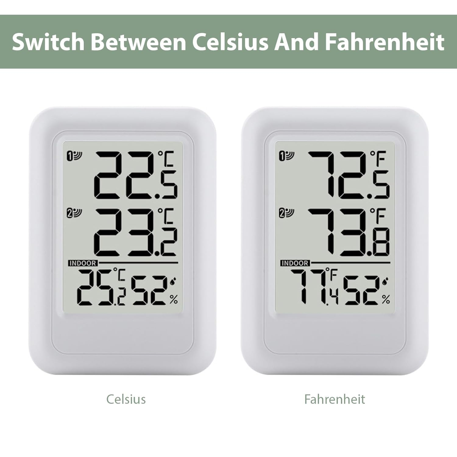 Indoor Outdoors Thermometer Wireless Hygrometer Humidity Monitor 2 Sensors image number 2