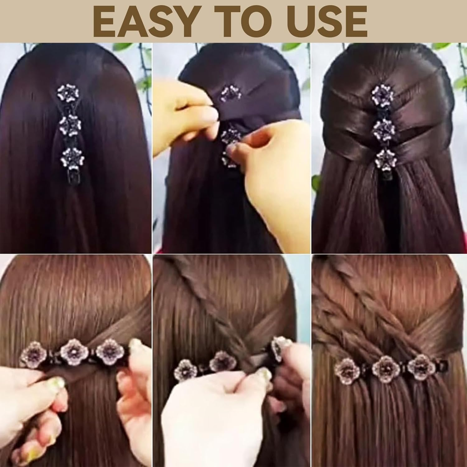 Azureray Hair Accessories for Women, 4 Pieces Five-Leaf Clover with Crystal, Hair Clip for Fine Hair, Stylish Hair Clips Women - Everyday & Party Hairstyles, Robust & Non-Slip