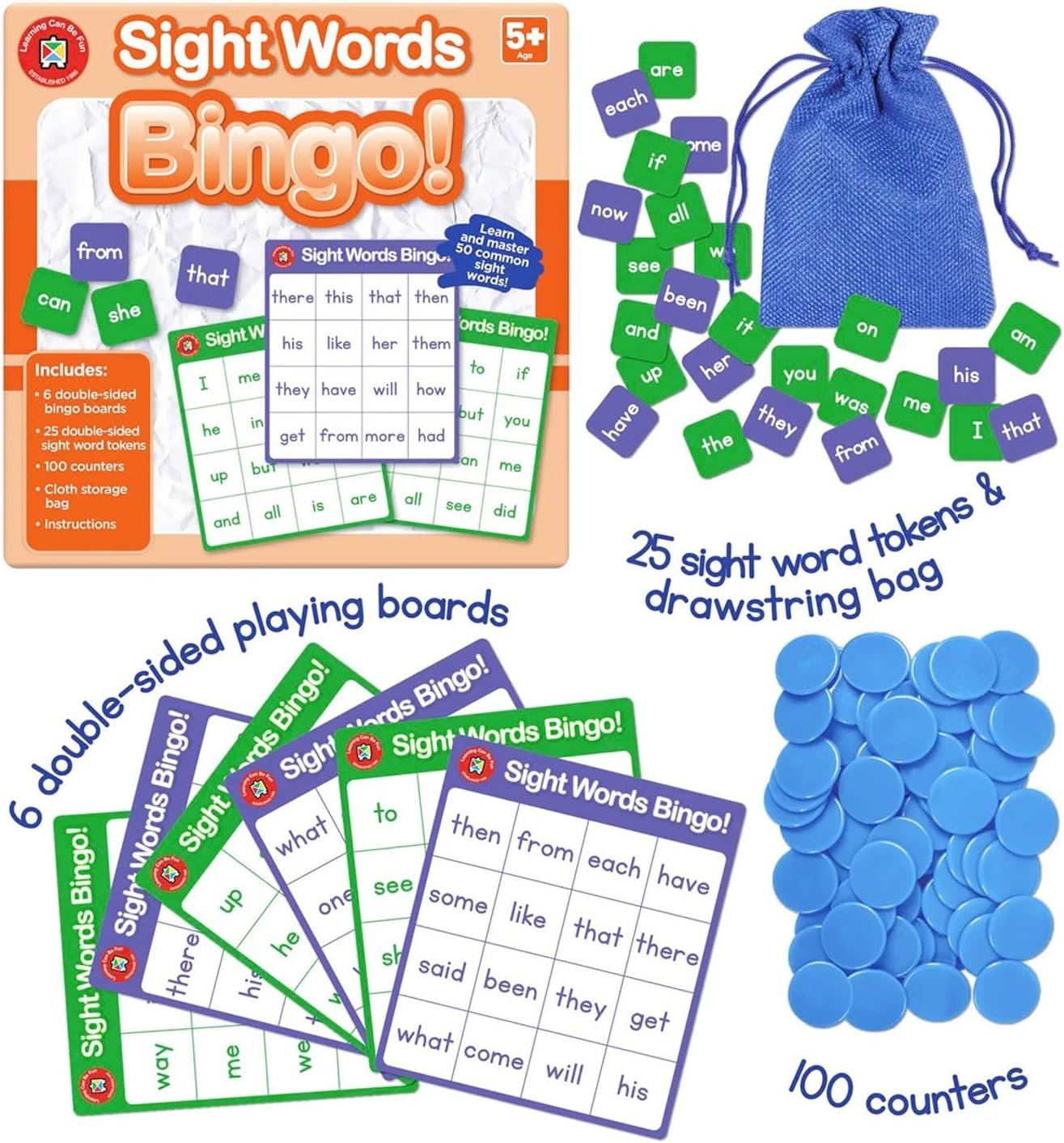 Learning Can Be Fun Bingo Sight Words