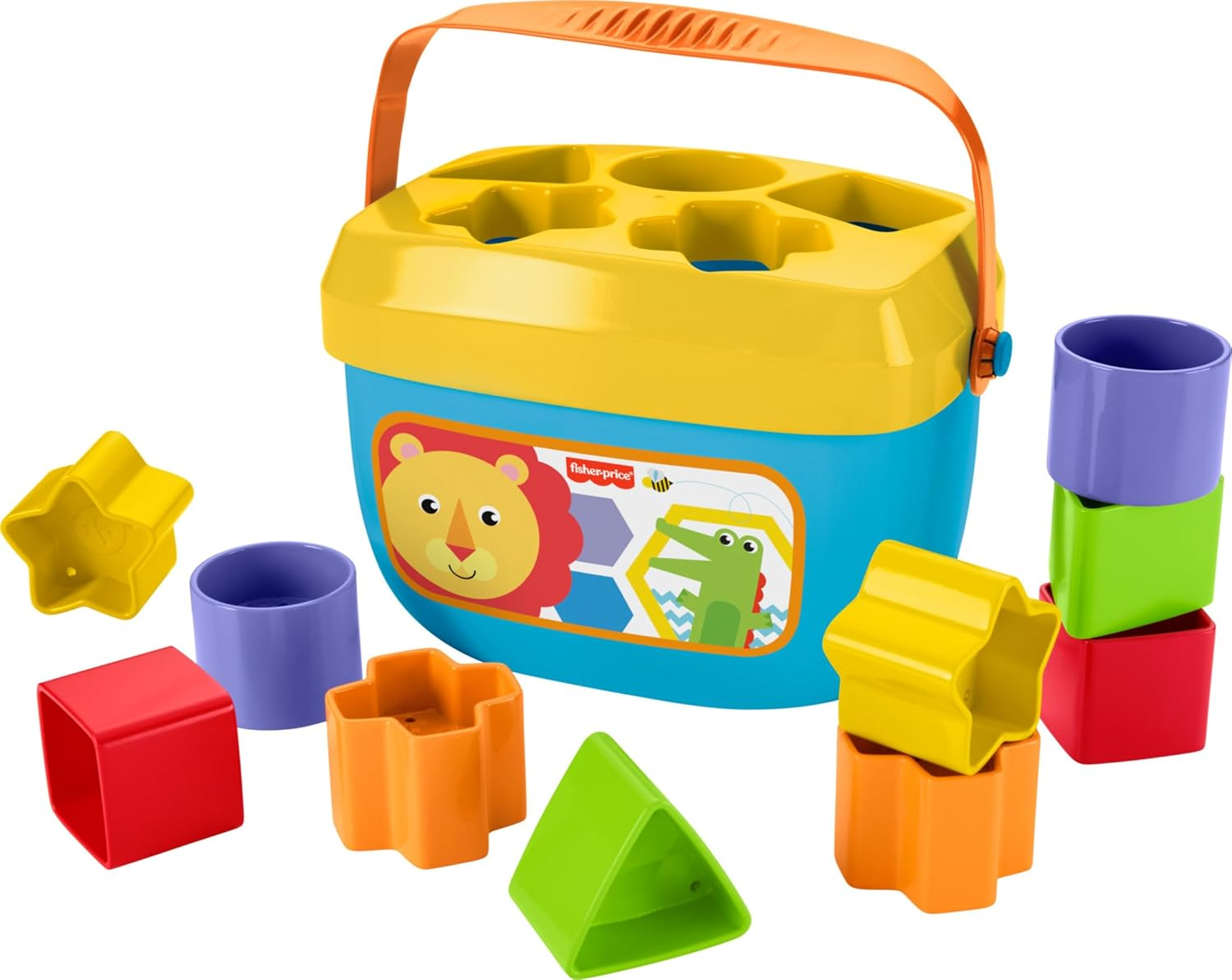 Fisher-Price Baby&rsquo;S First Blocks & Rock-A-Stack Toy Set, Bucket of 10 Shapes & Ring Stacking Activity for Developmental Play Ages 6+ Months (Amazon Exclusive) image number 5