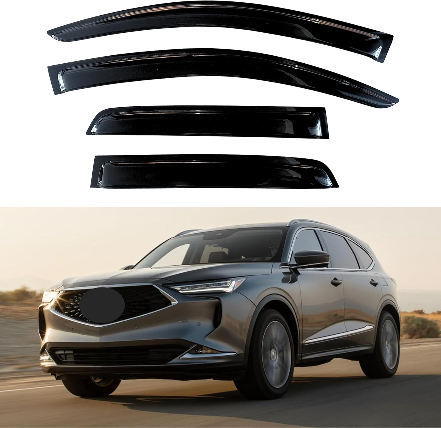 KPY Window Visor Compatible with Toyota Corolla Hatchback 2012-2018, 4PC Rain Guard Side Window Vent Deflectors Tape-On Style, 2012 2013 2014 2015 2016 2017 2018 image number 4