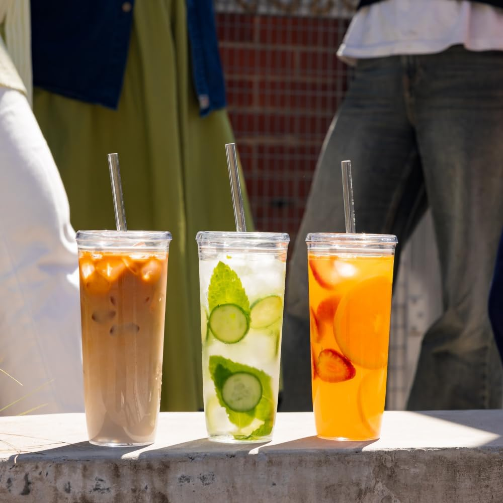 Keepcup Cold Cup - Clear Plastic, Reusable Ice Coffee Cup with Lid and Straw - Extra Large 20Oz (590Ml)