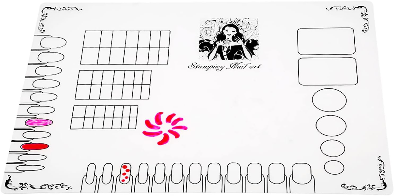 Xinyee Nail Art Manicure Silicone Mat Foldable Washable Soft Table Cover Pad for Stamping Reverse Stamp Mat Nail Practice Workspace Design Plate image number 5
