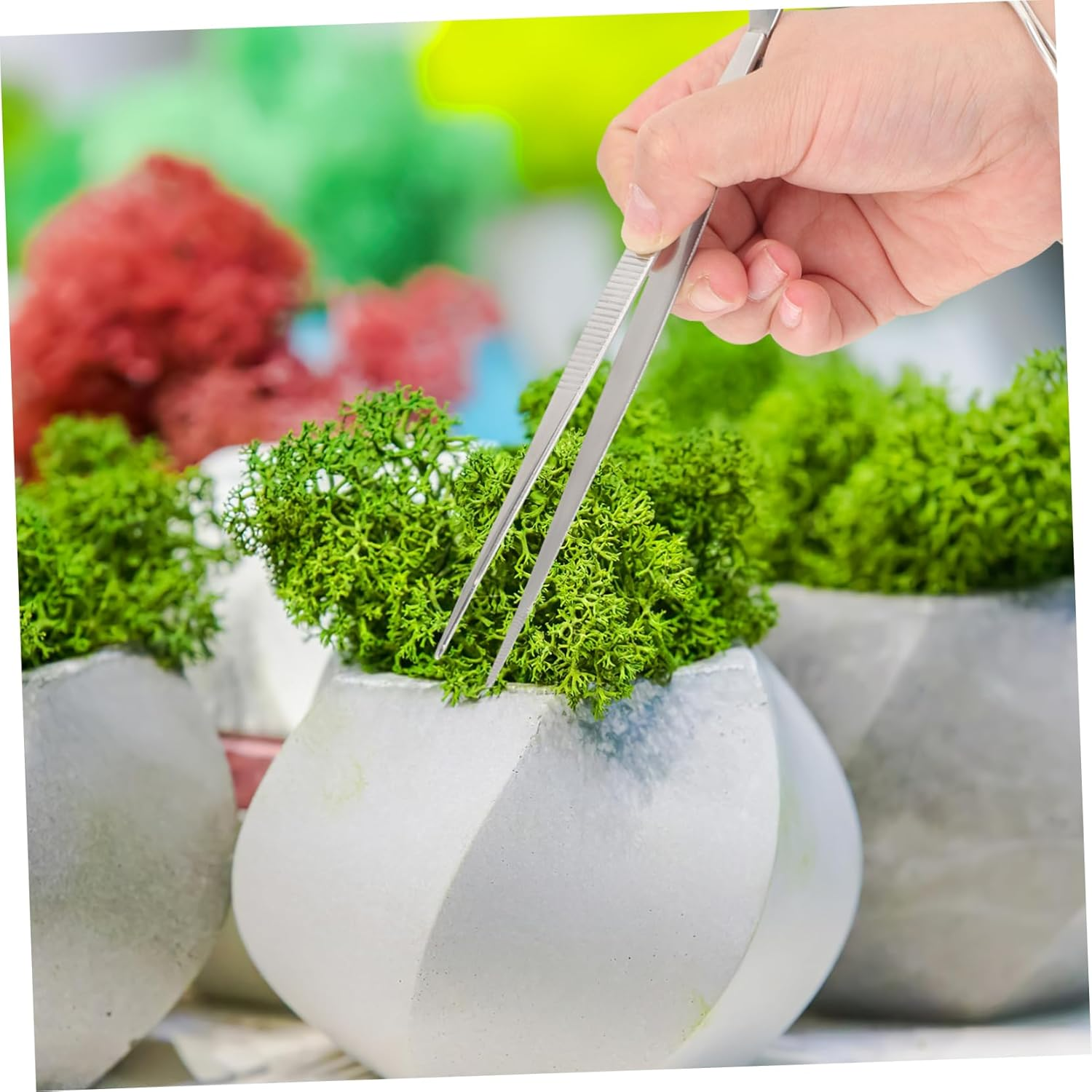 Milisten Stainless Steel Bonsai Tweezers with Ergonomic Handle and Spatula Durable Gardening Tool for Moss Maintenance Plant Pruning and Potted Plant Care Compact Crafting Tweezer For image number 2