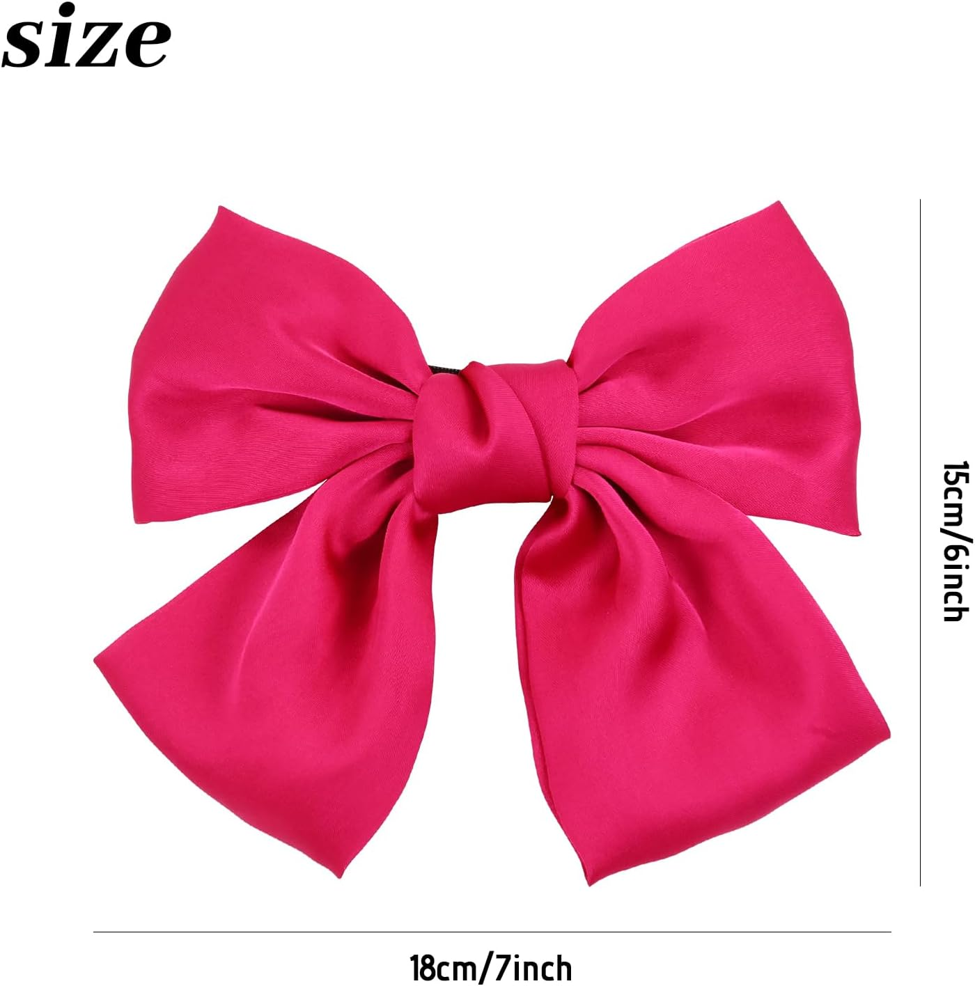 Satin Hair Bows 15 Colors 8 Inch Large Oversized with Bow French Hair Clips Bun Ponytail Holder White Red Blue Green Black Hair Accessories for Women Girls image number 6