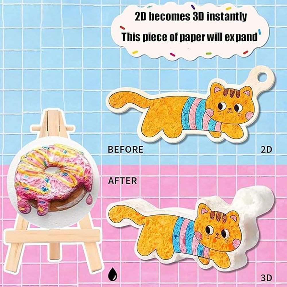 Lyhaogao Upgrade 3D Foam Texture Painting Kit, 3D Drawing Magics Canvas Sponge, Foam Texture Blank Painting Paper, DIY Bubble Drawing Pens Art Supplies Kit image number 6