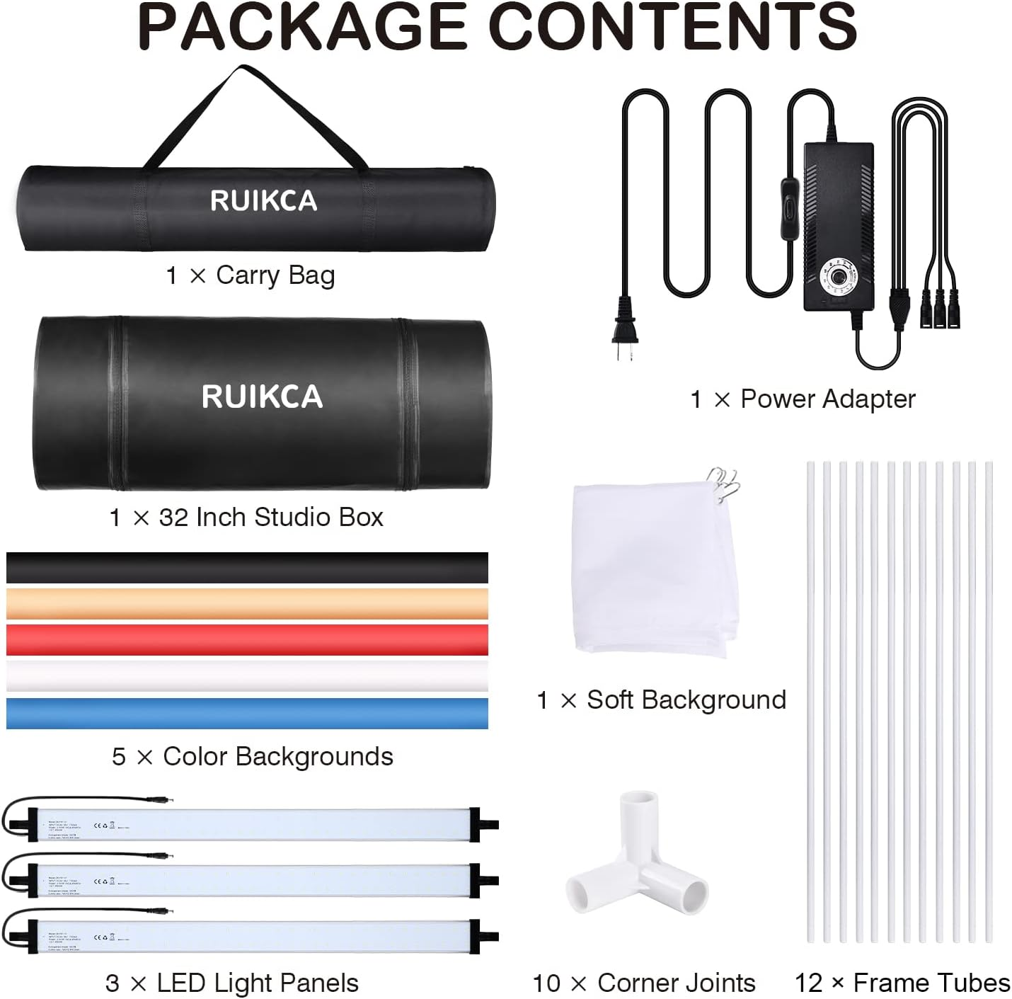 Photo Studio Light Box for Photography: RUIKCA 32"X32"/80X80 Cm Large Lightbox for Product with 3 Stepless Dimming Light Panel 210 LED, Photo Shooting Tent with 5 Color Backdrops image number 2
