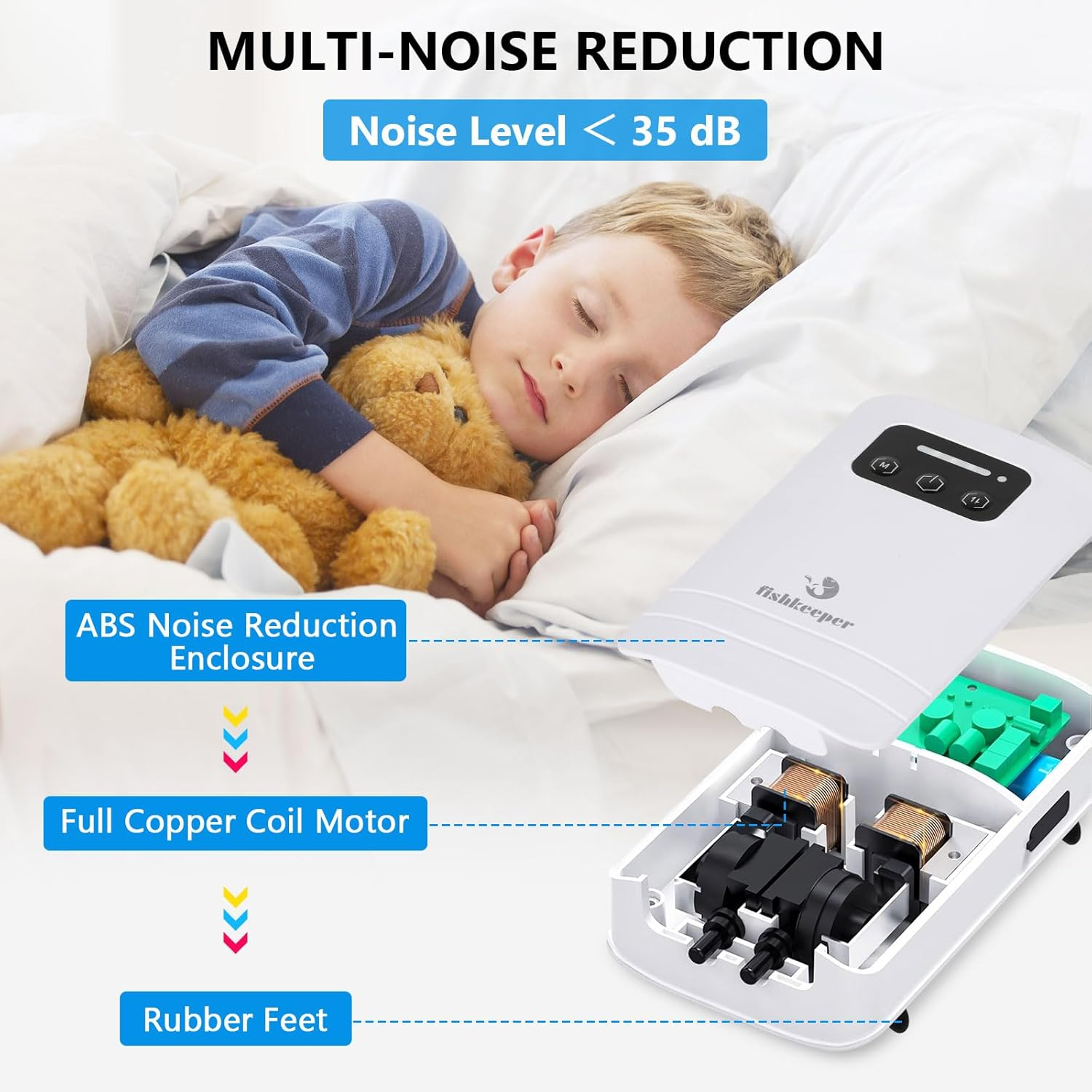 Fishkeeper Aquarium Air Pump, USB Rechargeable Lithium Battery Powered Fish Tank Pump for 5-210 Gallons Portable Aquarium Bubbler Aerator for Outdoor Fishing, Power Outages and Emergency (4W/6W) image number 6