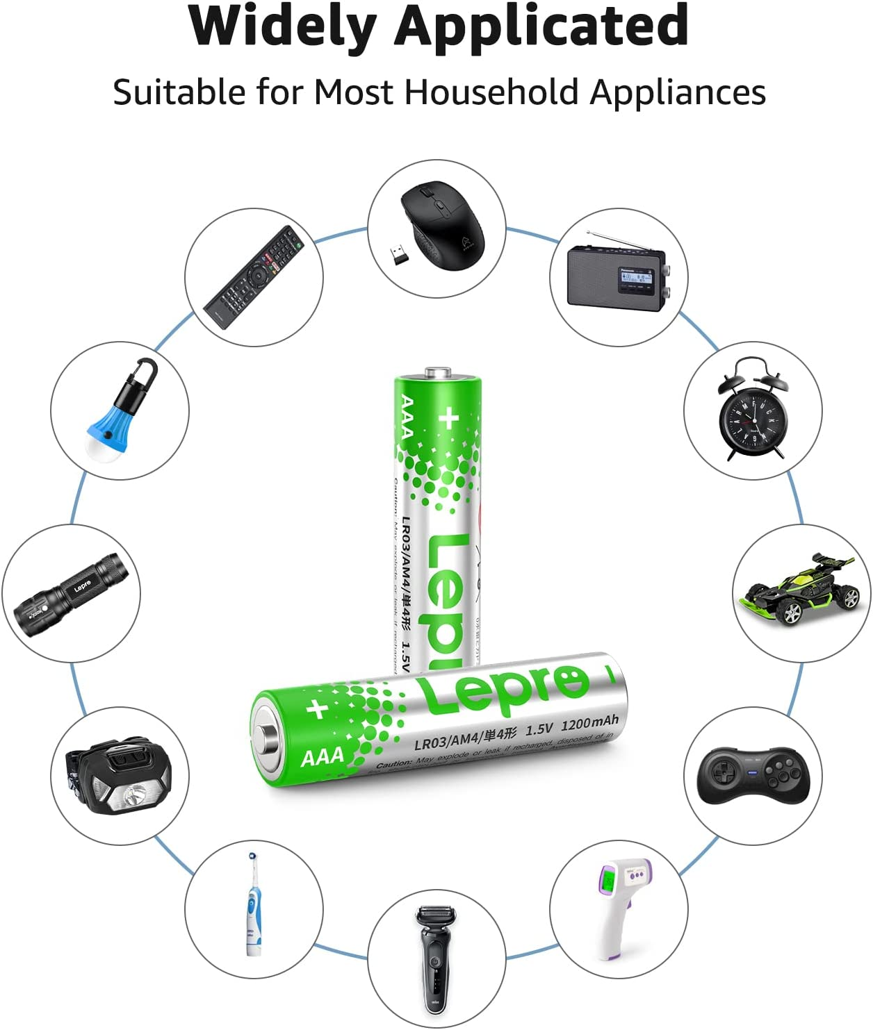 AAA Alkaline Batteries, 1.5 Volt 1200Mah Triple a Batteries, Long Lasting Power, Holds Power up to 10 Years, Anti-Leakage Technology, Ideal for Everyday Devices, Pack of 100 image number 2