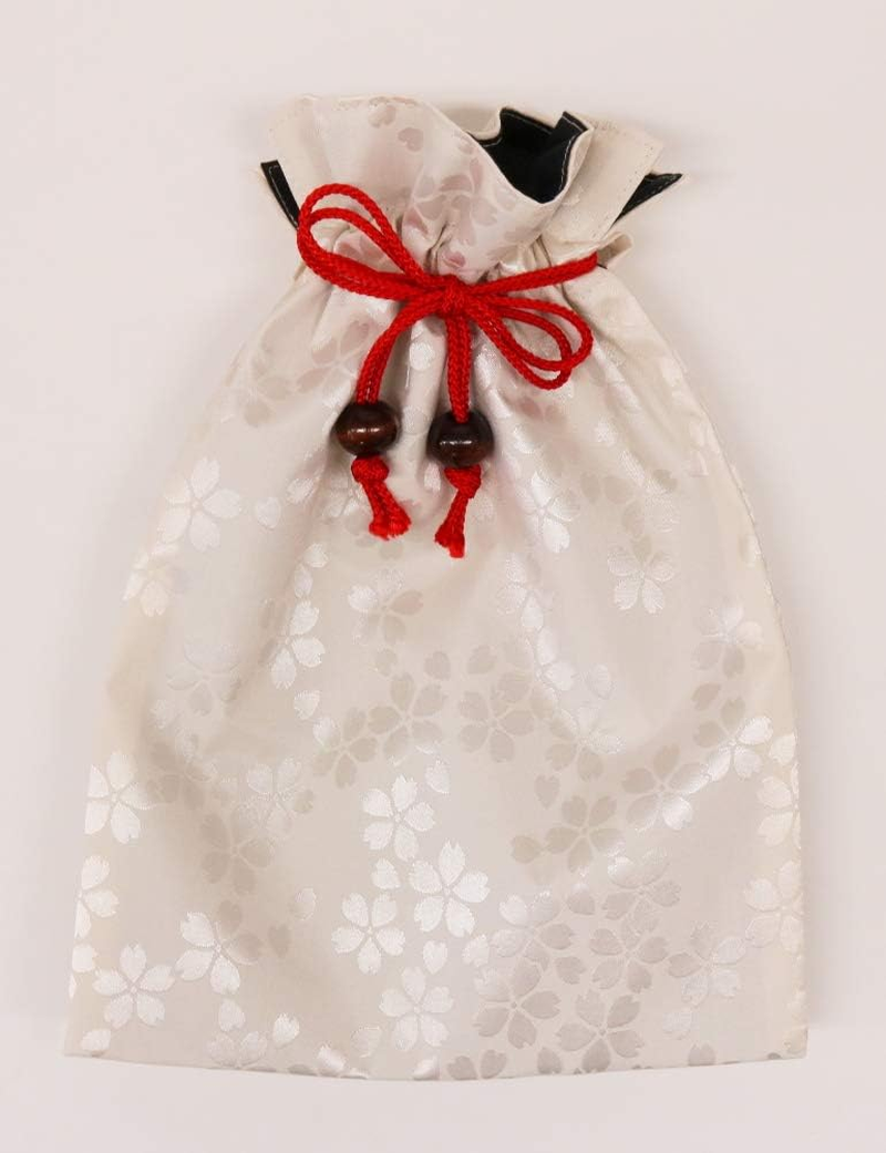 Matsumi Craft Goshuin Stamp Book Holder, Drawstring Bag, 7.5 X 10.6 Inches (19 X 27 Cm), Cherry Blossom, White image number 1