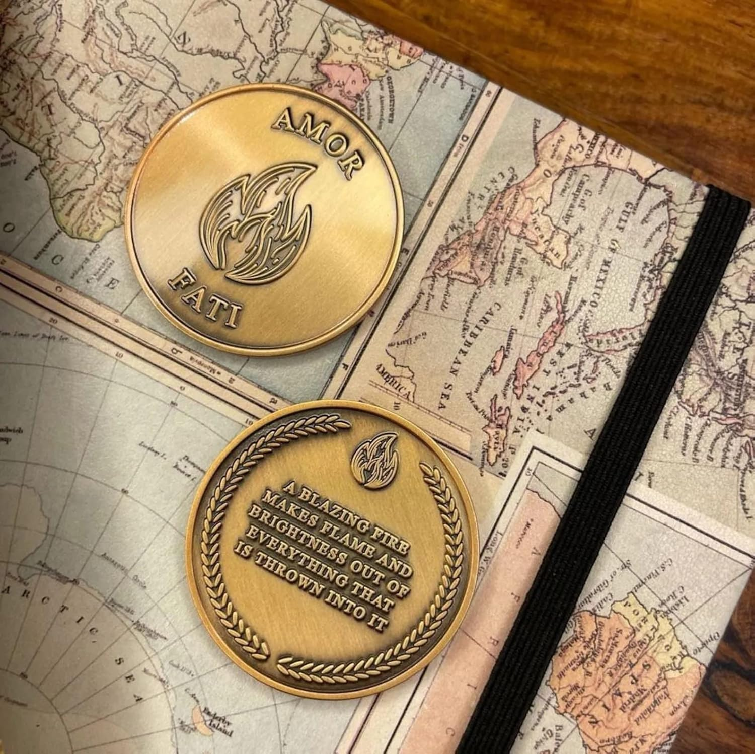 STOIC STORE UK Amor Fati Coin- Brass Reminders for Its Principles - Stoic Coin - Challenge Coin for Daily Stoic Practice and Journaling