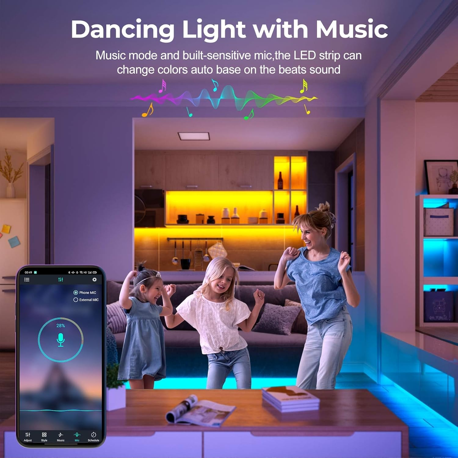 5M Bluetooth Neon LED Strips Lights Waterproof,Aled LIGHT 24V RGB Flexible Neon Rope Lighting Kit Music Sync Adjustable Brightness Modes Timer with App&44-Key Remote Control for DIY Home Decor image number 6
