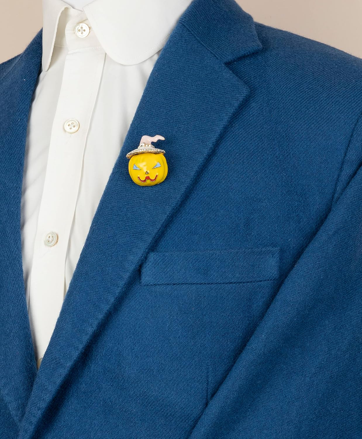 Knighthood Halloween Special Yellow Pumkin Pink Hat and Stone Detailing Brooch,Suit Stud,Shirt Studs,Lapel Pin Accessories for Men Women, Standard, Brass Zinc, No Gemstone image number 2