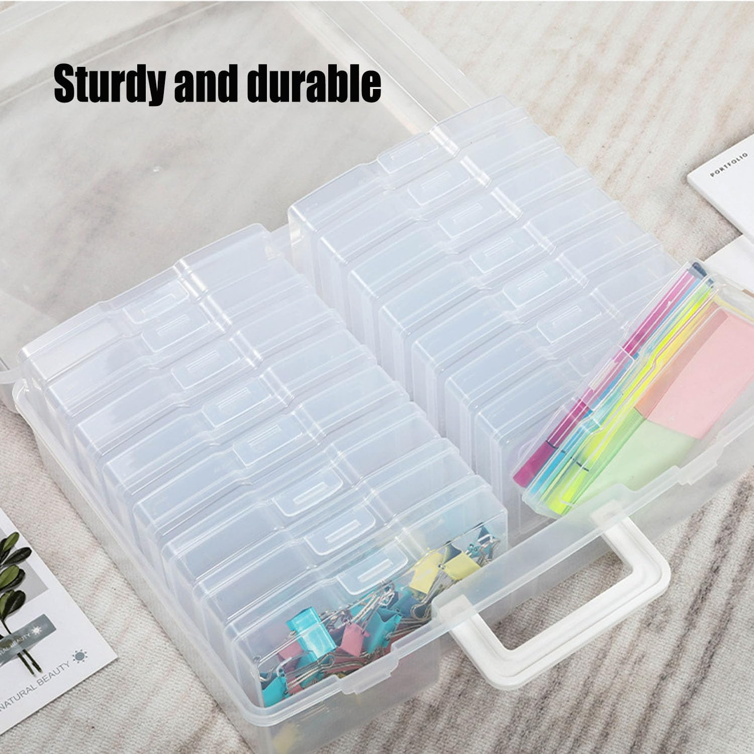 Photo Storage Box, 4" X 6" Photo Storage Box Craft Keeper, 18 Inner Extra Large Organizer Acid-Free Photo Keeper Storage Case, Plastic Craft Storage Box for Stickers Stamps Seeds (18 Boxes) image number 6