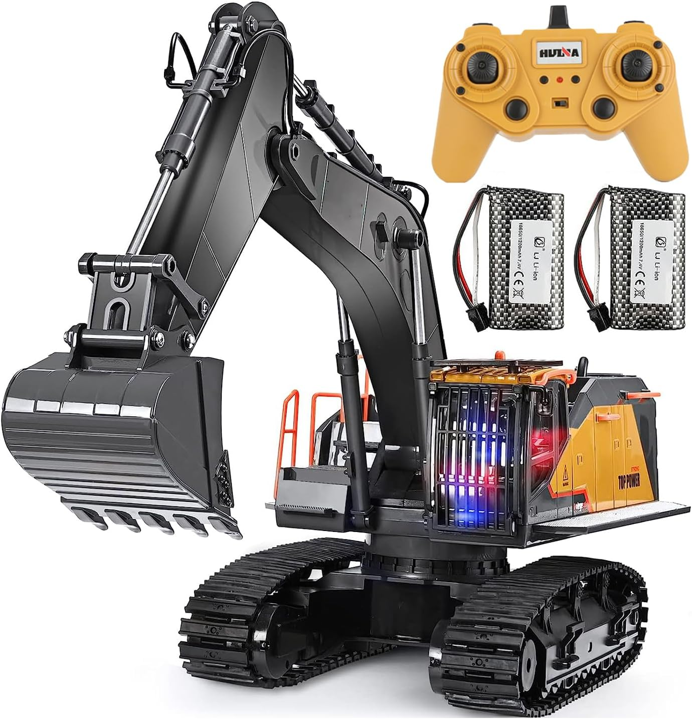 Remote Control Excavator Toy 1/14 Scale RC Excavator,22 Channel Metal Shovel RC Construction Vehicles RC Truck with Metal Shovel and Lights Sounds,Boy Toys 8+ Years Old Boys Adults image number 4